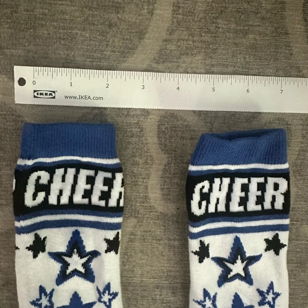 Girls CHEER calf-knee high socks royal blue & white